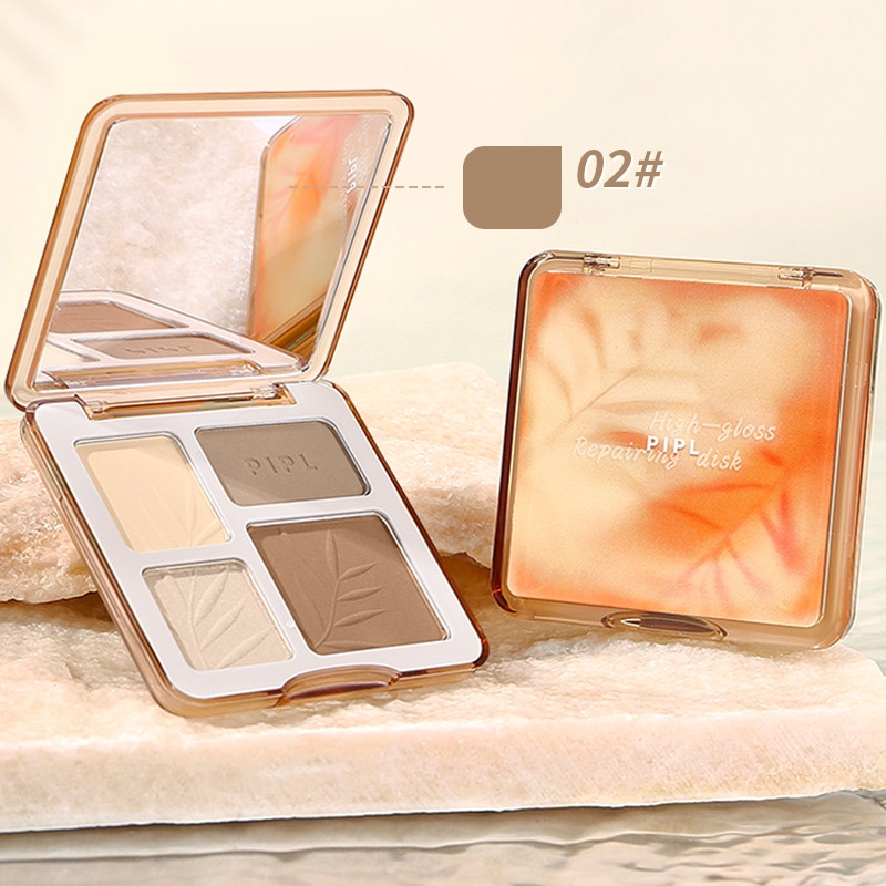 Bảng Phấn Bắt Sáng Bốn Màu Sắc Hiệu Ứng Lì / Ánh Nhũ Mượt Mà Không Dễ Phai Màu