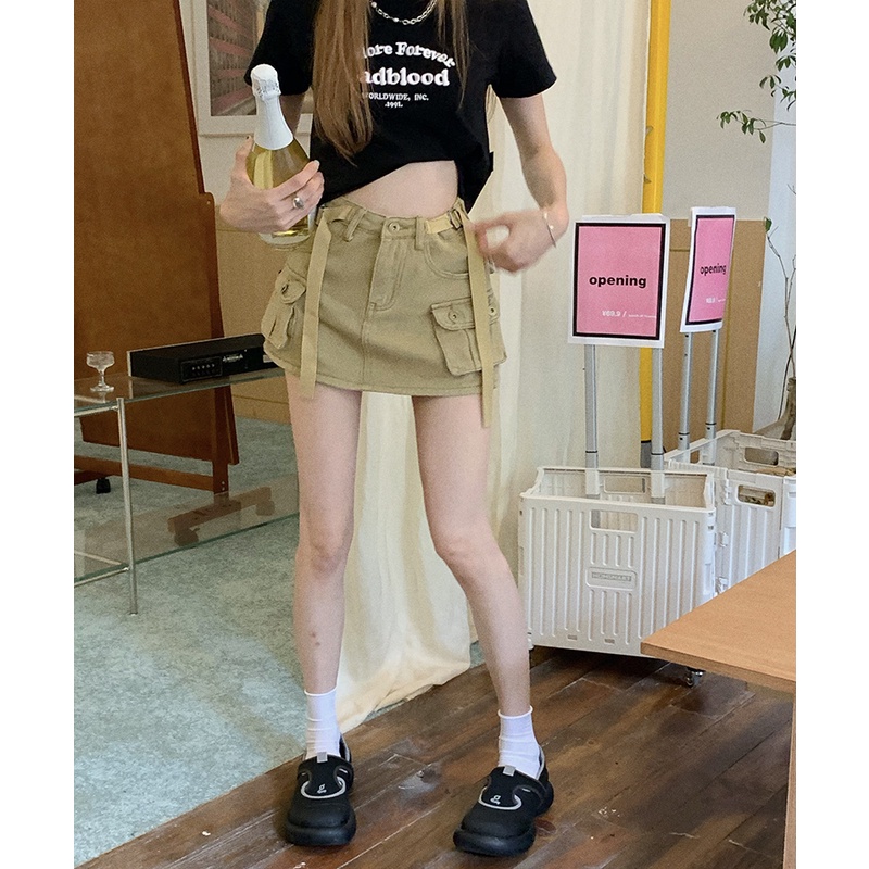 Váy Yếm Denim Chữ a Lưng Cao Thời Trang