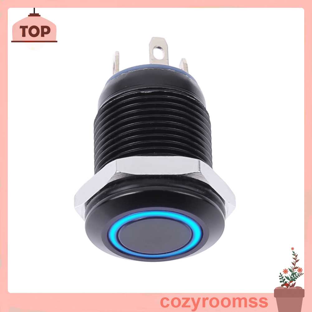 Công Tắc Nút Nhấn Đèn LED Xanh Dương 12mm