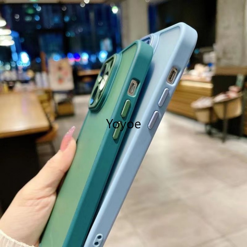 Ốp Điện Thoại Silicon TPU Mềm Đục Chống Sốc Chống Dấu Vân Tay Bảo Vệ Ống Kính Cho iPhone 11 12 13 14 Pro Max X Xs Xr 7 8 Plus SE