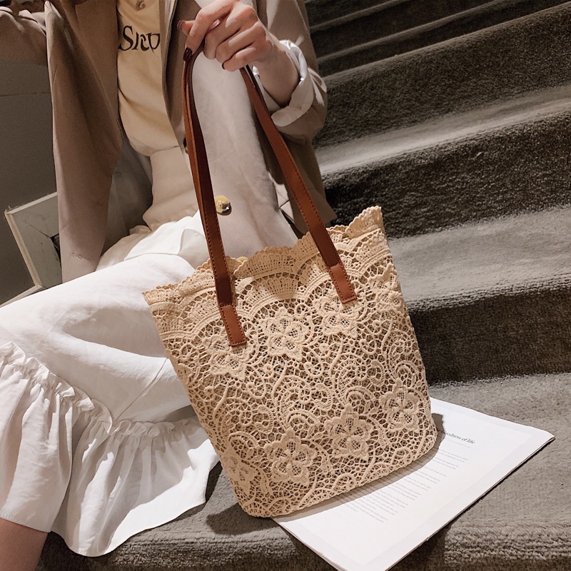 MISCHA Túi Xách Nữ Vải Ren Thời Trang Hàn Quốc Xinh Xắn