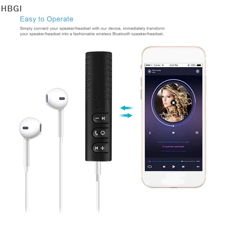 Hbgi> Không dây bluetooth 5.0 Receiver Adapter 3.5 mét jack cho âm nhạc xe hơi âm thanh AUX Hot