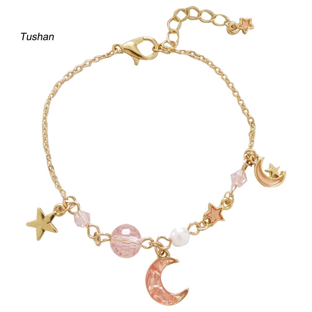 Vòng Đeo Tay Chuỗi Hạt Hình Mặt Trăng Và Ngôi Sao Thời Trang Cho Nữ