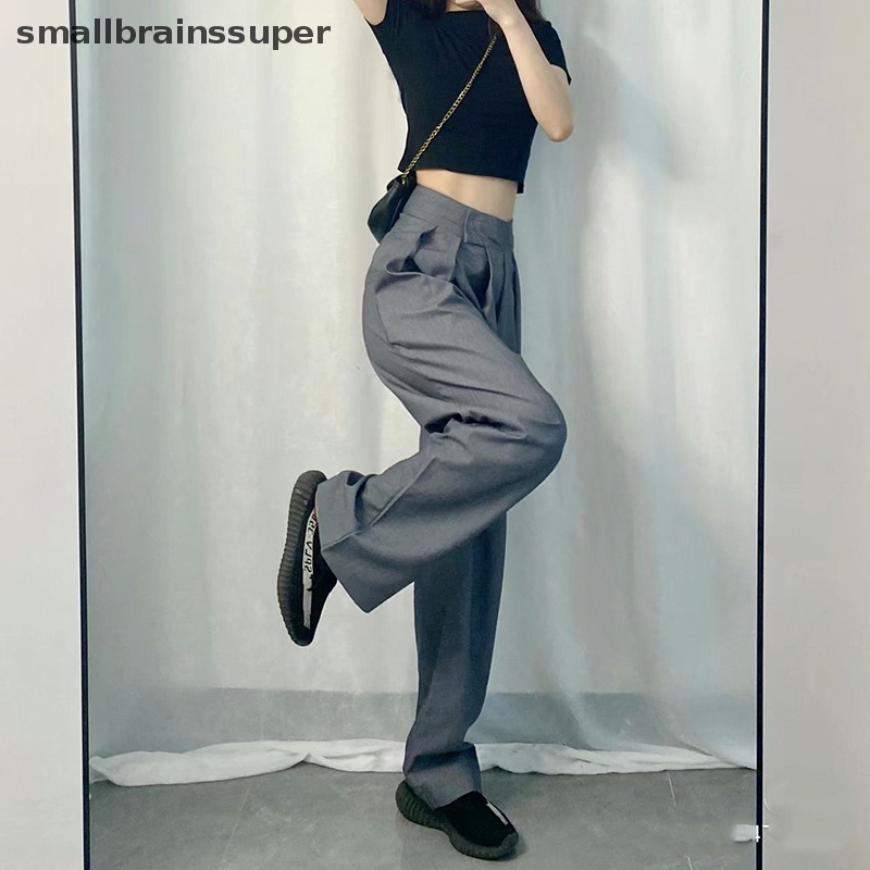 Quần Chiffon Ống Rộng Lưng Cao Xếp Ly Phong Cách Hàn Quốc Thời Trang Xuân Hè Cho Nữ