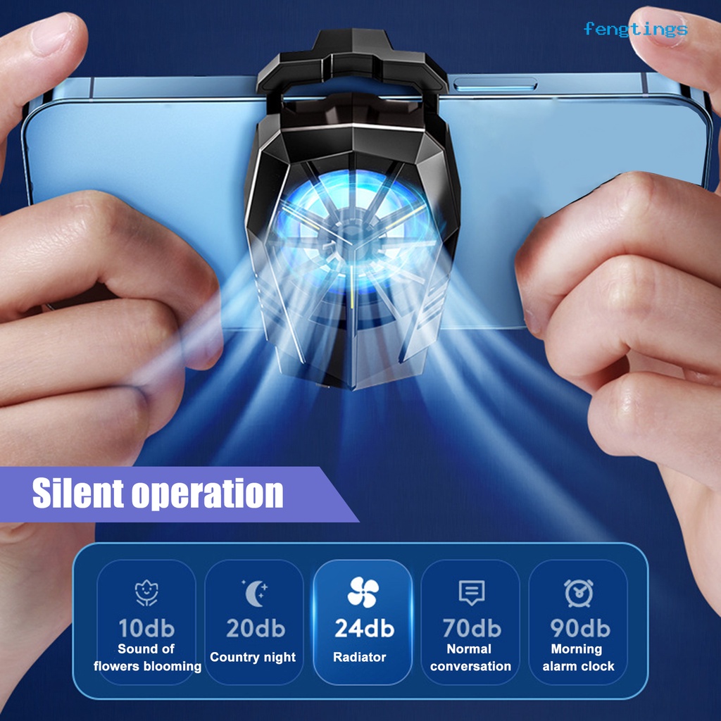 Quạt Tản Nhiệt Di Động [FE] Hai Bánh Răng Điều Chỉnh Tiếng Ồn Thấp Tích Hợp Đèn Nhanh Chóng Cho Điện Thoại Di Động