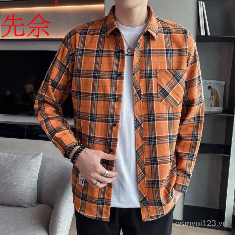 Áo Sơ Mi Caro Dáng Rộng Dày Dặn Thời Trang Mùa Thu Cho Nam