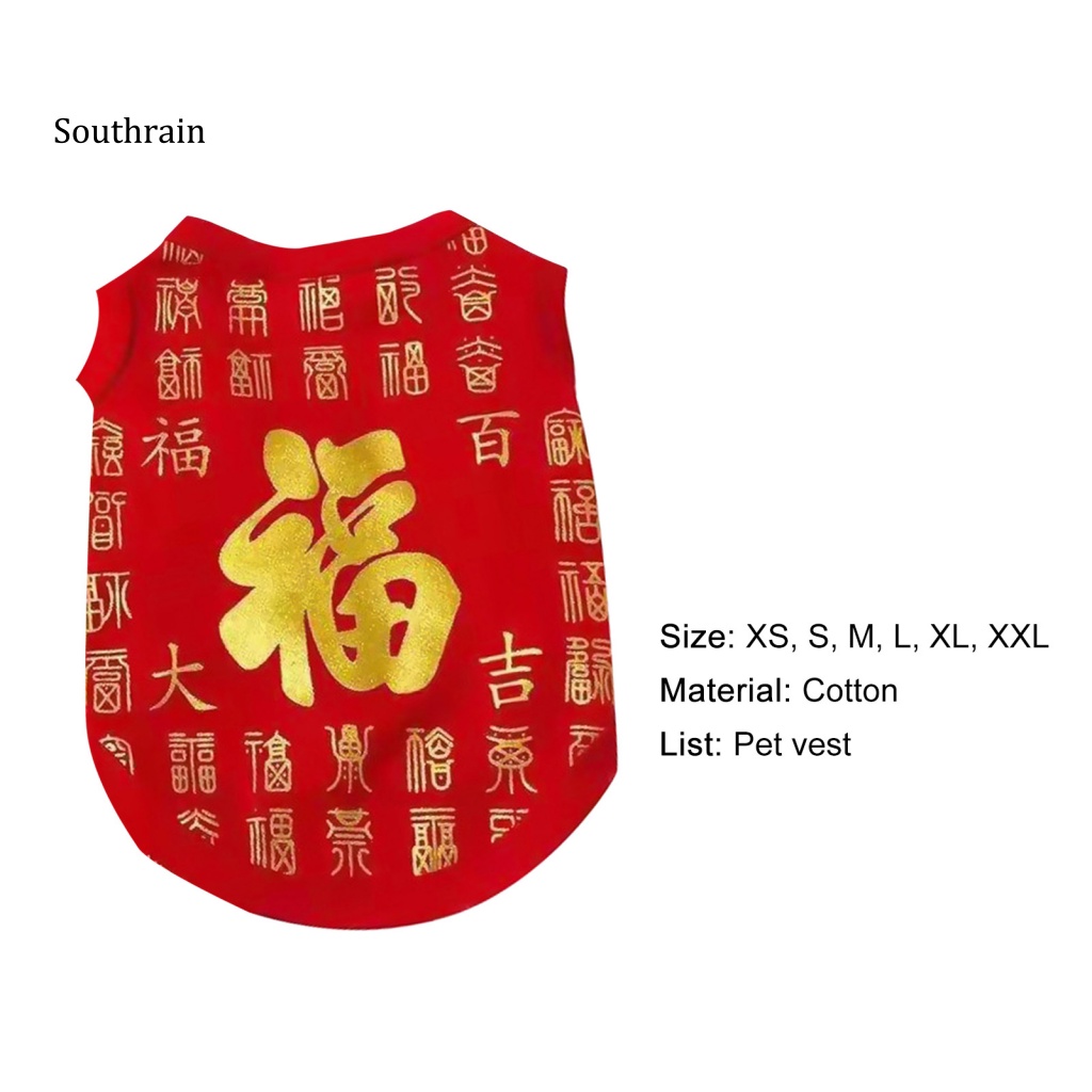 Áo In Chữ Trung Hoa Màu Đỏ Thời Trang Cho Cún Cưng