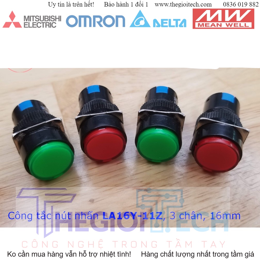 Công tắc nút nhấn giữ LA16Y-11Z AB6Y-A kích thước 16mm - Xanh
