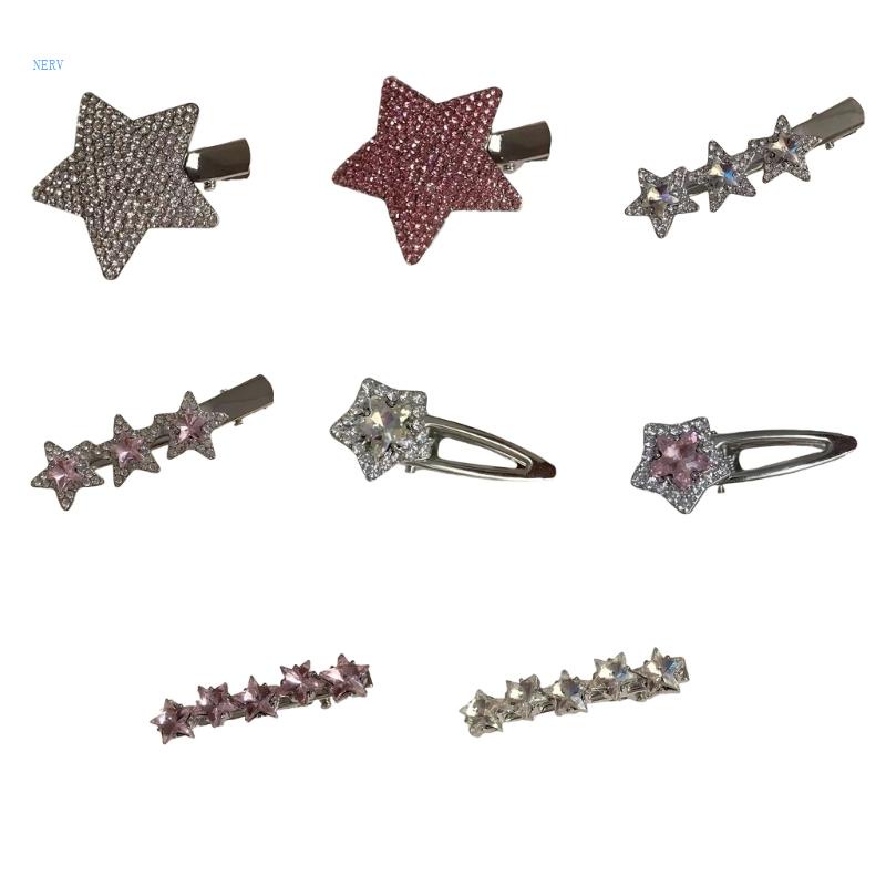 Kẹp Tóc Kim Loại Hình Ngôi Sao Nhỏ Đính Đá Pha Lê Cho Nữ