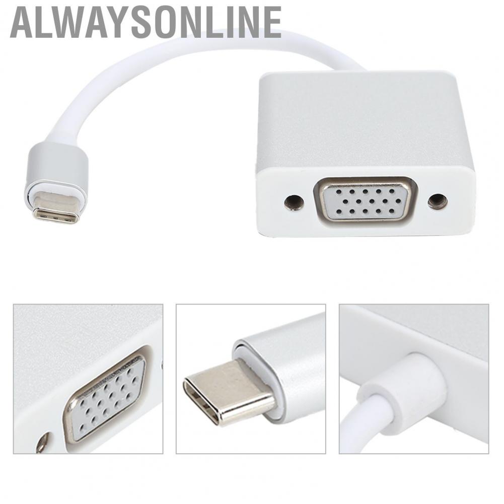 Alwaysonline Type-C USB-C Male to VGA Female Cable Adapter Video Converter PC  Tablet