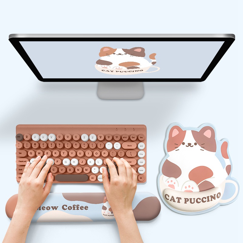 Miếng Lót Chuột Và Bàn Phím Silicone Hình Mèo Sáng Tạo