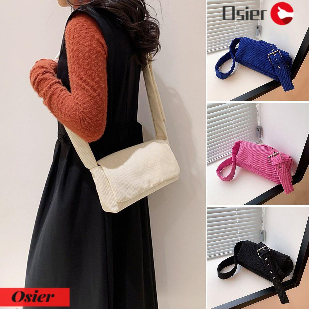 Túi Đeo Chéo Vai Bằng Vải Nhung Màu Trơn 1 Cái Cho Nữ