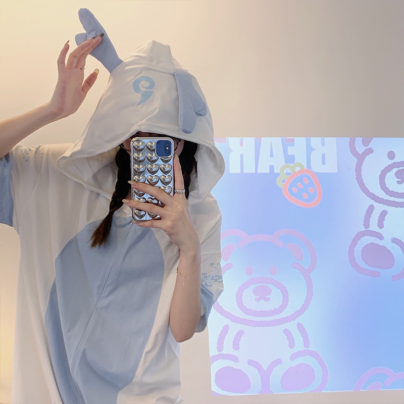 Bộ Đồ Ngủ Cotton Tay Ngắn In Hình Rồng Dễ Thương Phong Cách Nhật Bản Cho Nữ