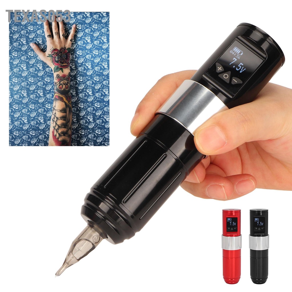 Texas053 Máy xăm quay Liner Shader Hợp kim nhôm 12000 vòng / phút Bút không dây với pin 1700mAh