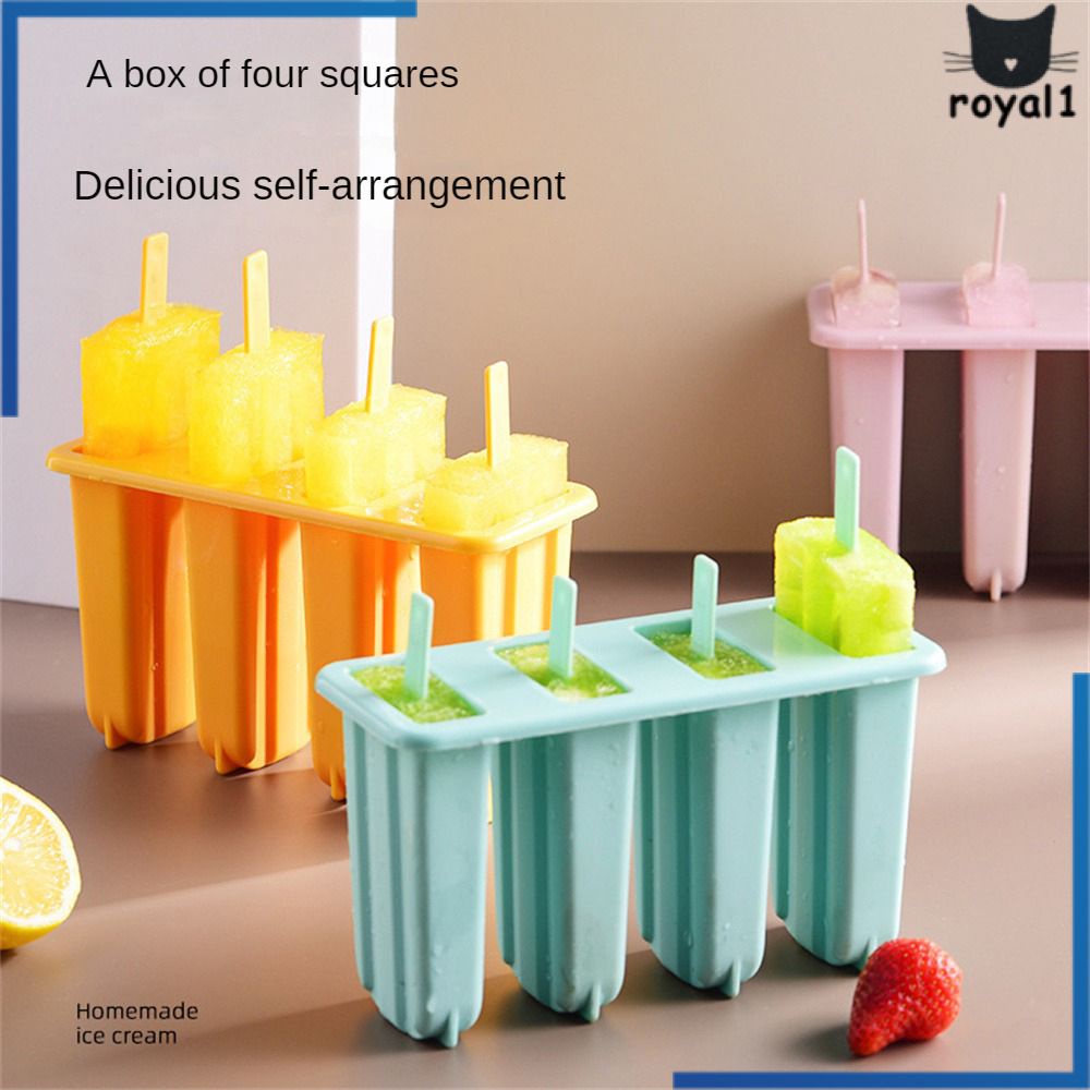 4 sâu răng Popsicle khuôn với gậy Kem khuôn Ice Pop Maker trẻ em người lớn tái sử dụng Silicone dễ dàng để phát hành Đông lạnh tự chế làm đá công cụ royal1.vn
