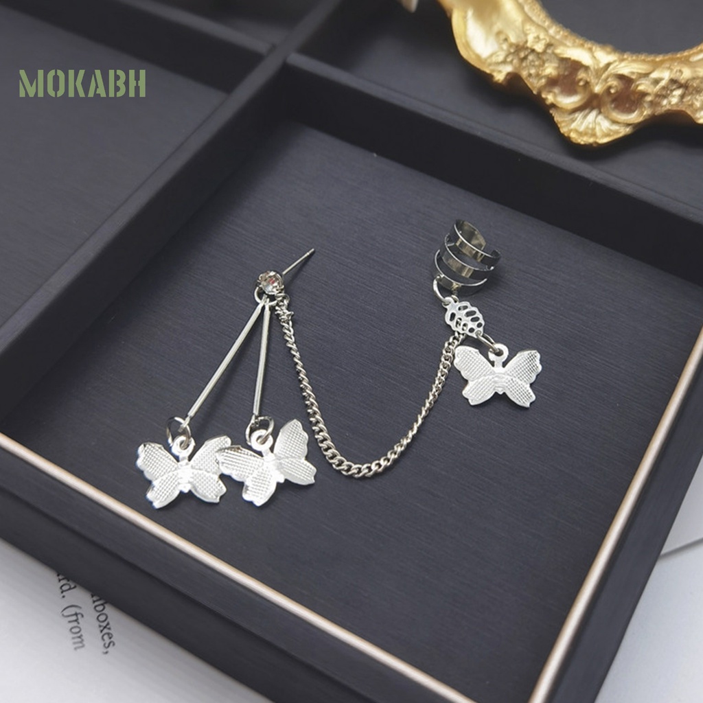 1 Đôi Bông Tai Hình Bướm Màu Bạc Thời Trang Dành Cho Nữ