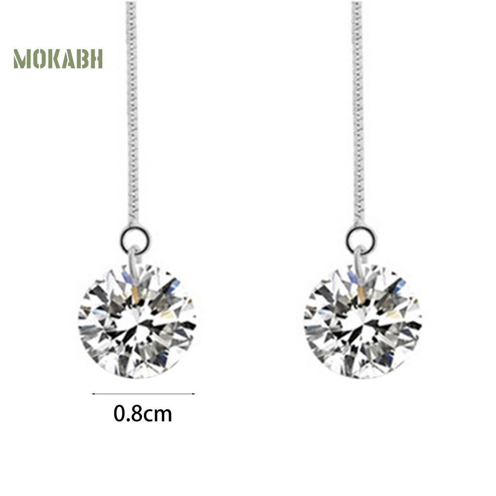 1 Đôi Bông Tai Dáng Dài Đính Đá Zircon Chống Ăn Mòn Thời Trang Cho Nữ