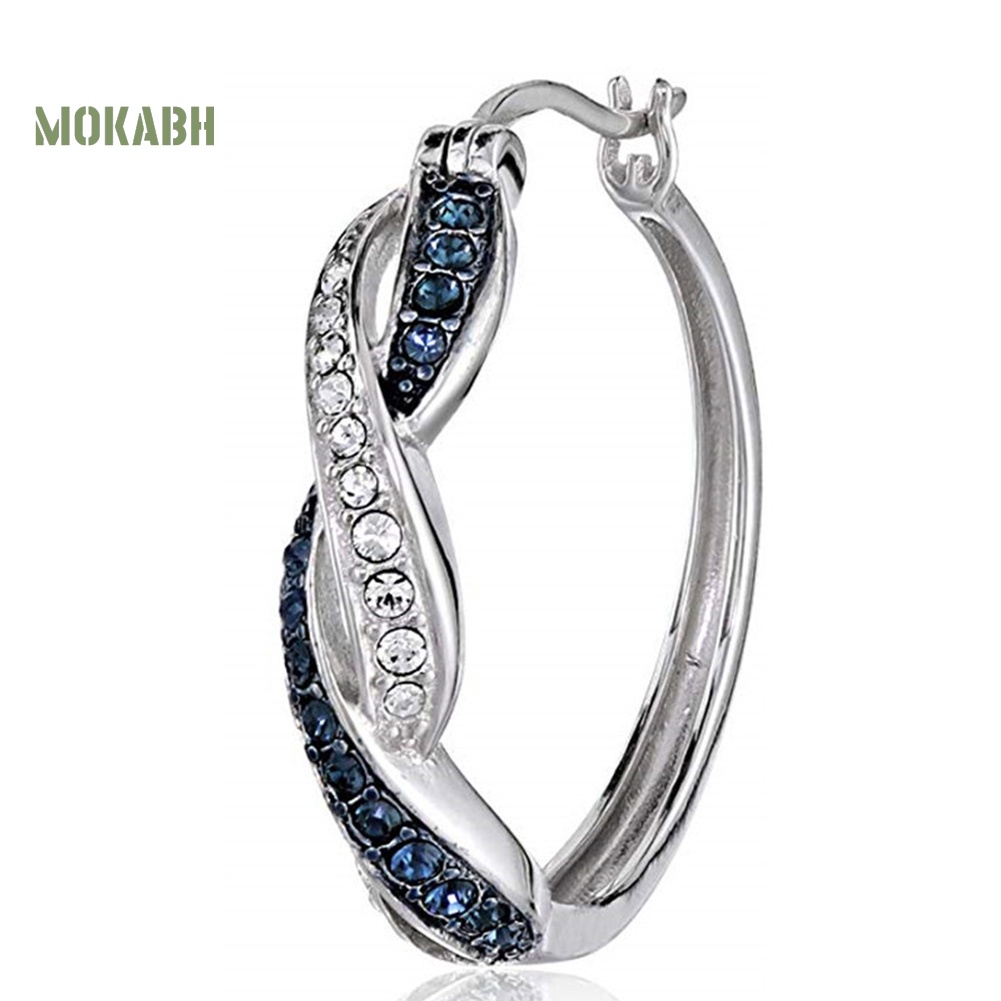 Khuyên Tai Tròn Hai Tông Màu Bằng Hợp Kim Đính Đá Thời Trang Cho Nữ