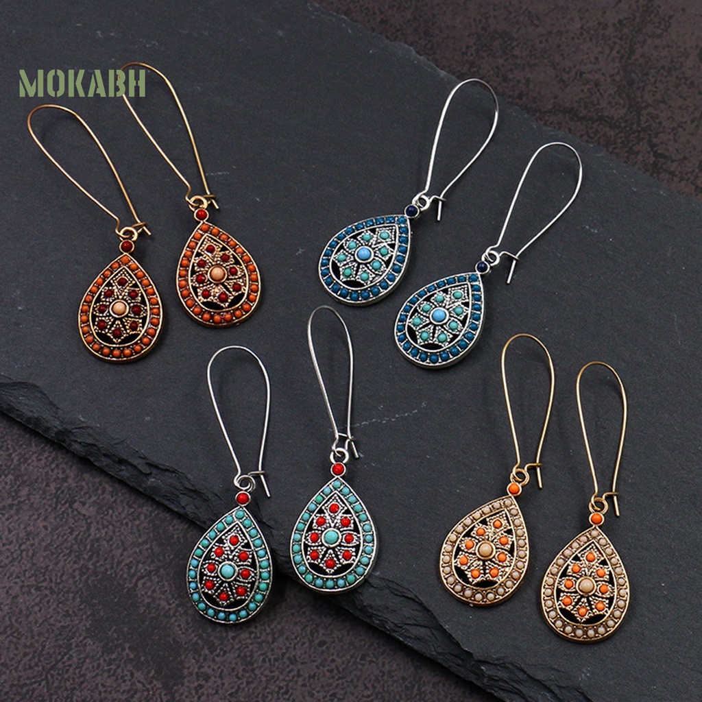 1 Đôi Bông Tai Hình Giọt Nước Phong Cách Bohemia Thanh Lịch Dành Cho Nữ