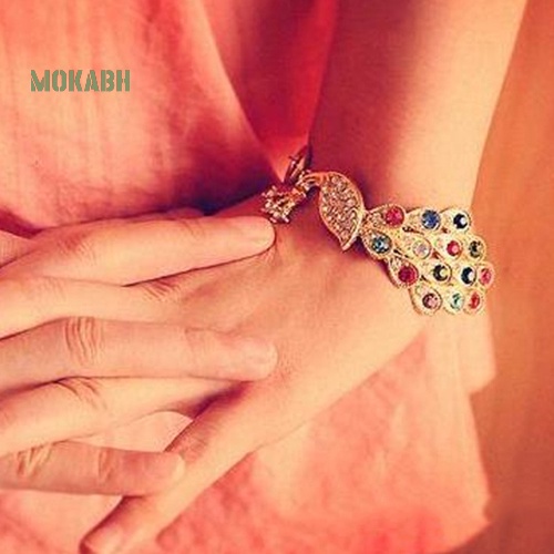 (Hot) Vòng Tay HìNh Chim Công ĐíNh Đá NhiềU MàU SắC