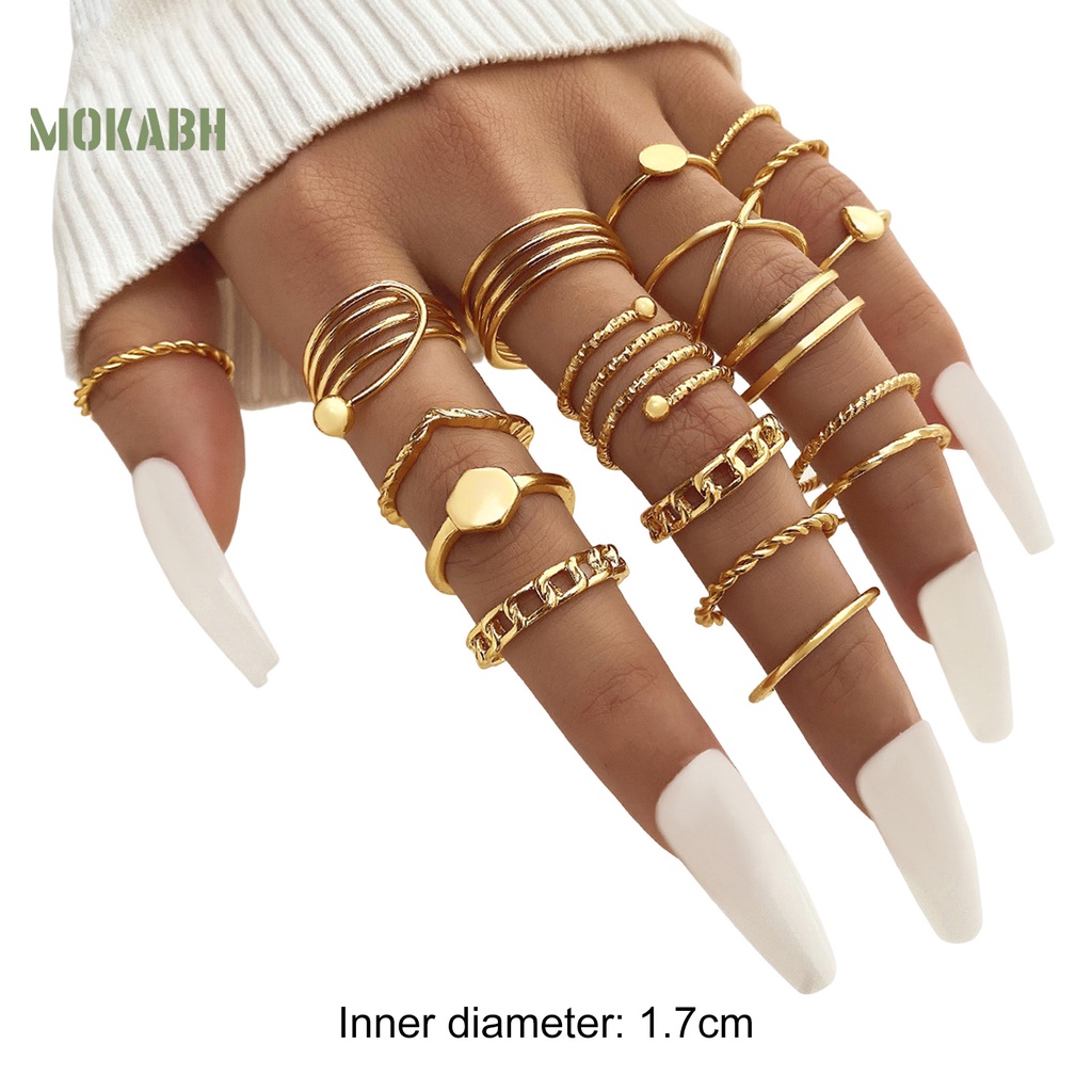 Set 18 / 23 Nhẫn Đeo Tay Nhiều Lớp Thời Trang Vintage