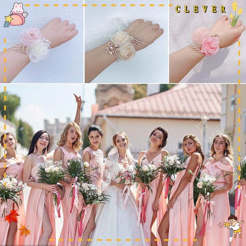 Vòng Hoa Đeo Cổ Tay Cho Cô Dâu Trong Tiệc CướiHoa Vải Cầm Tay Thắt Dây Xinh Xắn Cho Cô Dâu