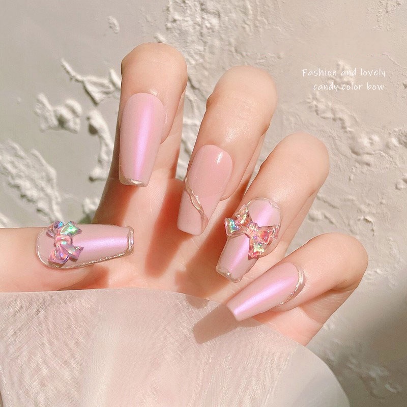 Bộ 50 Charm Phụ Kiện Trang Trí Móng Tay Nail Hình Nơ 3D Dễ Thương | Gấu Charm