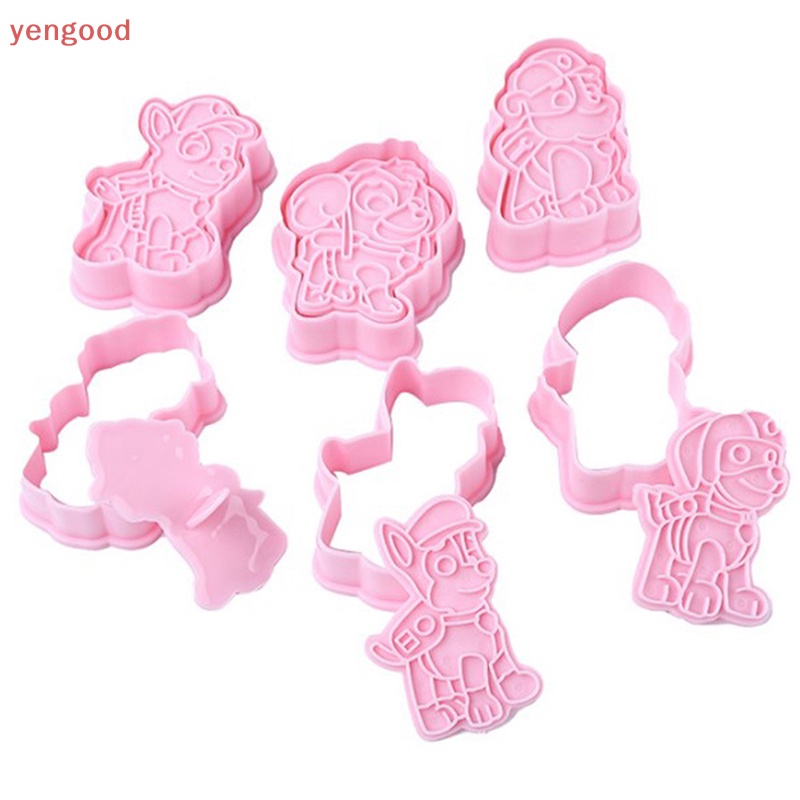 Bộ 6 Khuôn Cắt Bánh Quy Bằng Nhựa Hình Chú Chó 3D DIY Dành Cho Trẻ Em