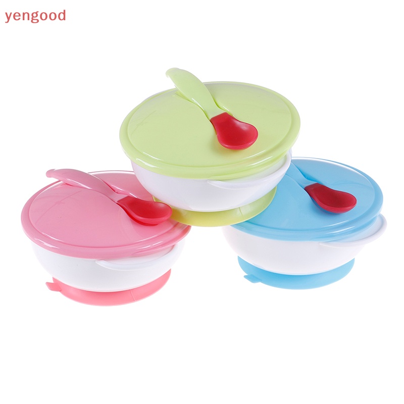 Bộ Dụng Cụ Ăn Dặm Có Giác Hút Chống Trượt Kèm Muỗng Cảm Ứng Cho Bé