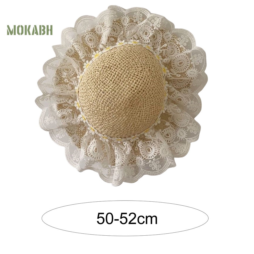 Nón Cối Rộng Vành Thoáng Khí Kèm Dây Đeo Co Giãn Chống Tia UV Thời Trang Mùa Hè Cho Bé Gái