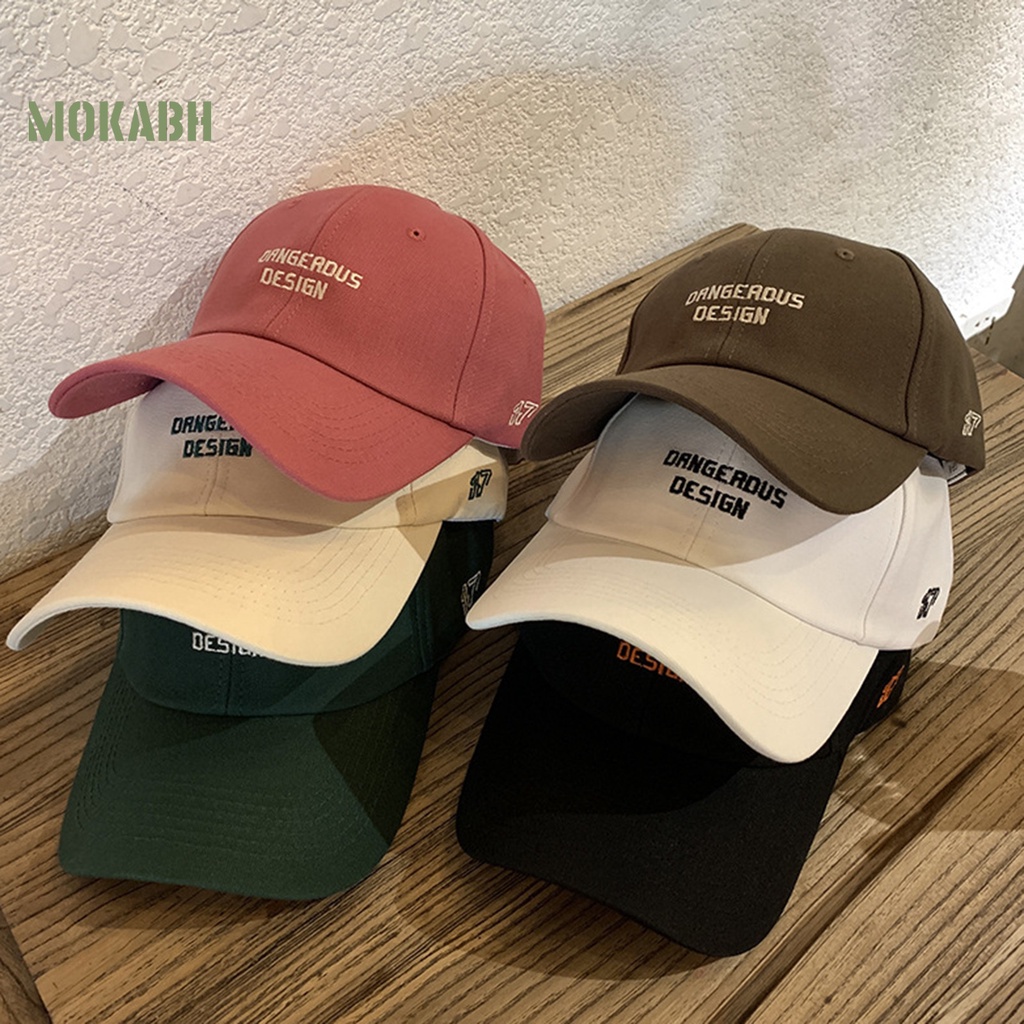 [Mok Abh] Mũ Lưỡi Trai Màu Trơn Thêu Chữ Phong Cách Hip Hop Hàn Quốc