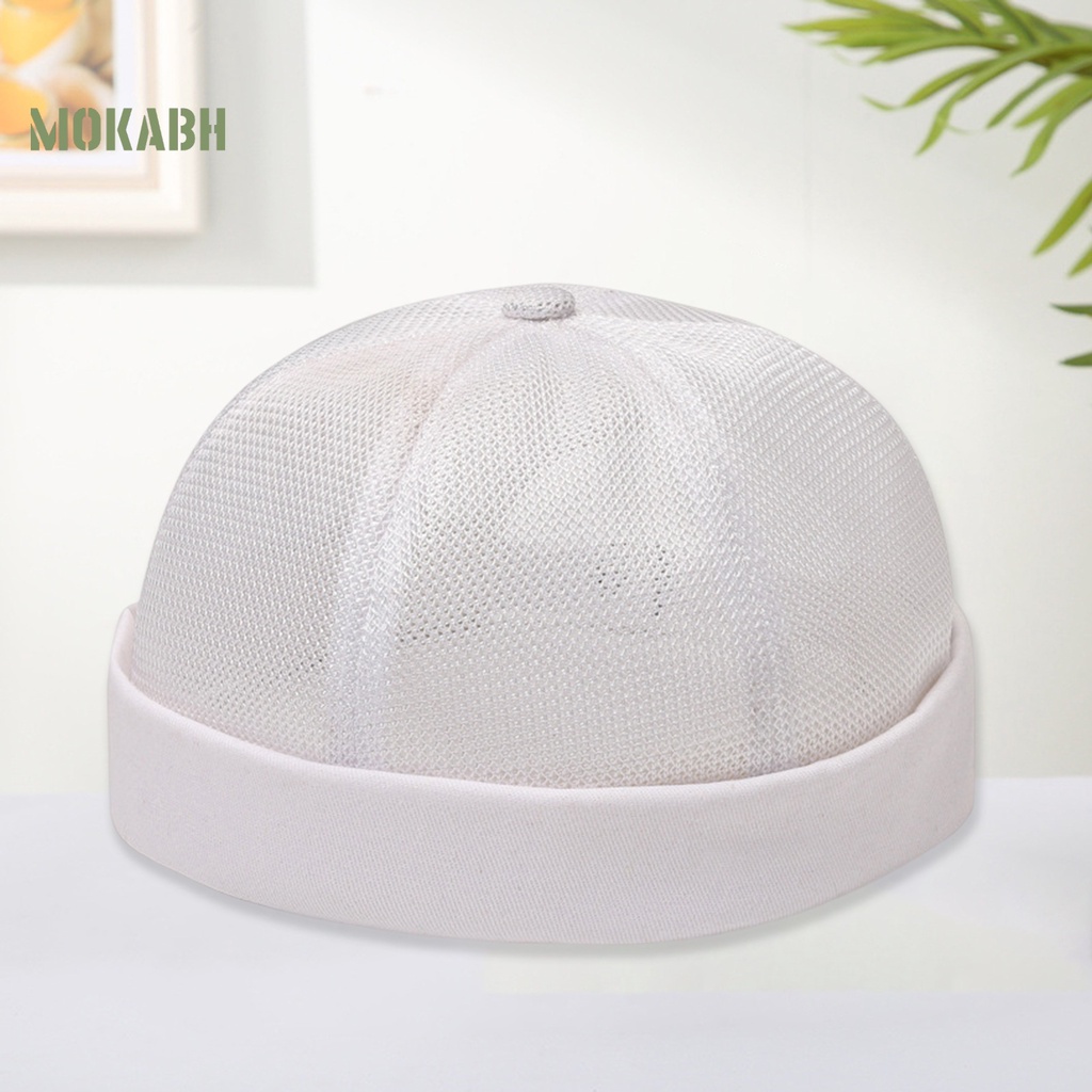 [Mok Abh] Mũ Lưới Rỗng Thoáng Khí Không Vành Màu Trơn Trang Trí Lỗ Buộc Tóc Đuôi Ngựa Phong Cách Hip Hop Unisex