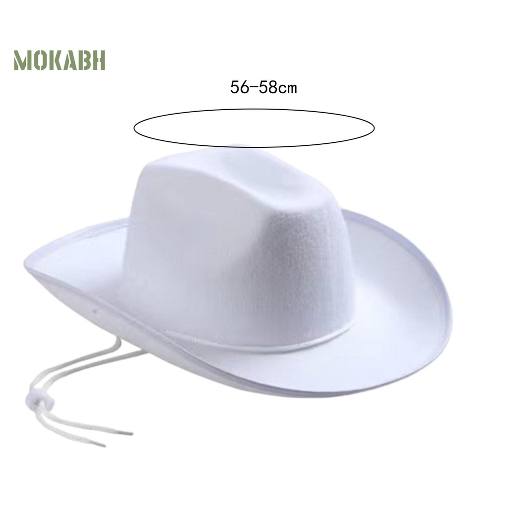 [Mok Abh] Mũ Vành Rộng Màu Trơn Chống Gió Điều Chỉnh Được Thời Trang Phương Tây Cowgirl Jazz