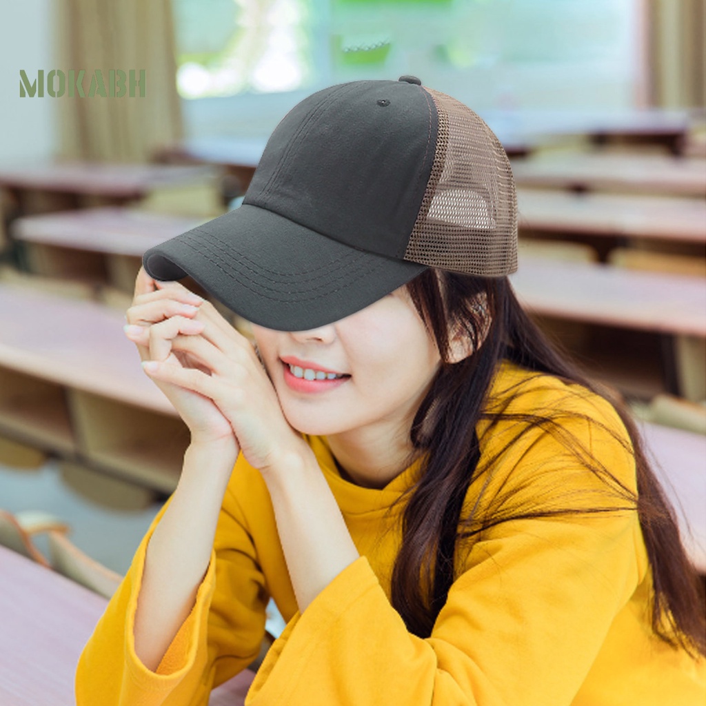 Mũ Lưỡi Trai Unisex Phối Lưới Chống Nắng Màu Sắc Trơn Có Thể Điều Chỉnh Kích Thước