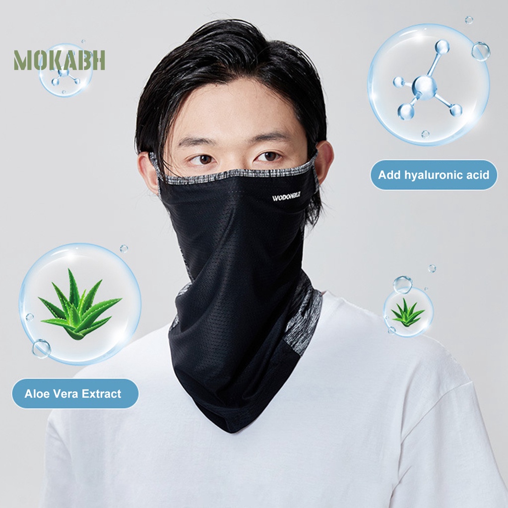 Khăn Quàng Cổ Chống Nắng Bằng Lụa Lạnh Màu Trơn Thêu Chữ Bảo Vệ Tai