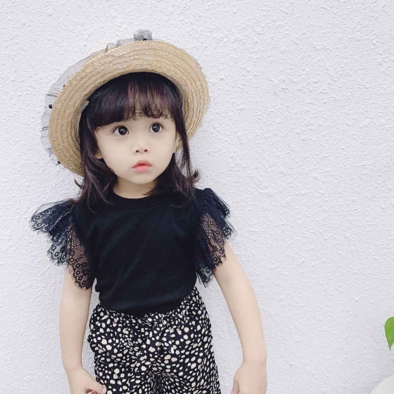 Áo Thun Cotton Phối Ren Dễ Thương Dành Cho Bé Gái