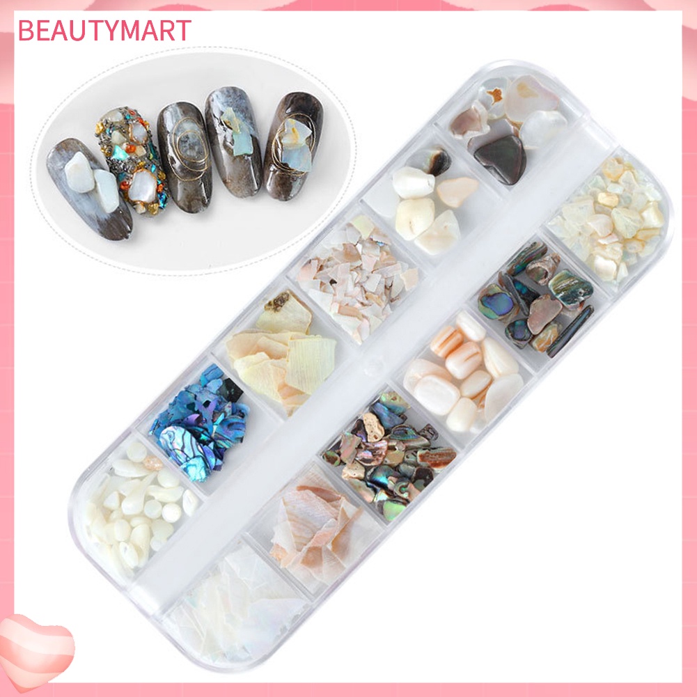 [beautymart] Bộ Phụ Kiện Trang Trí Móng Tay Nghệ Thuật 3D Kiểu Vỏ Sò Không Đều 12 Phong Cách
