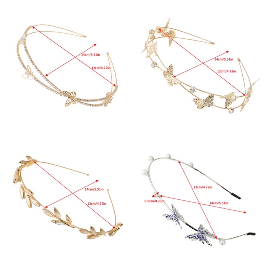 Băng Đô Cài Tóc Hai Lớp Đính Đá Hình Bướm Bằng Hợp Kim Phong Cách Hàn Quốc Dành Cho Nữ