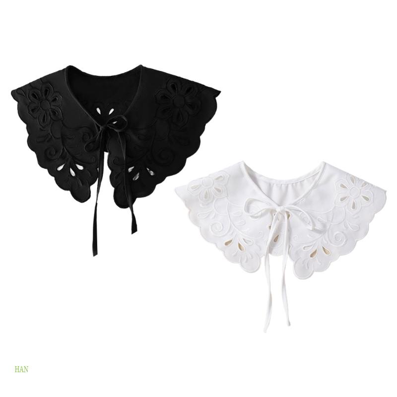 Khăn Choàng Cổ Mini Cột Dây Thêu Họa Tiết Rỗng Có Thể Tháo Rời Cho Nữ