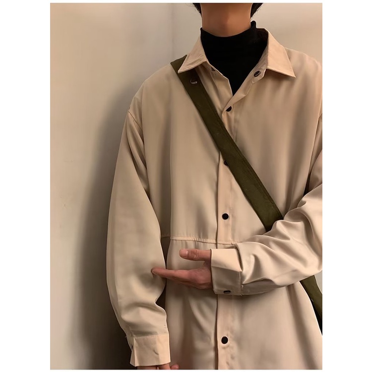 Áo Sơ Mi Dài Tay Dáng Rộng Thiết Kế Mới Cao Cấp Thời Trang Mùa Xuân Theo Phong Cách Nhật Bản Cho Nam