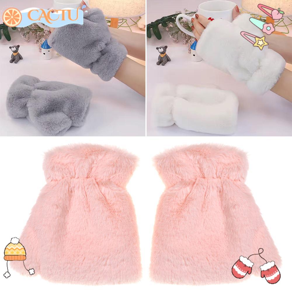 Găng Tay Giả Lông Thỏ Dày Mềm Mại Giữ Ấm Cho Nam Và Nữ