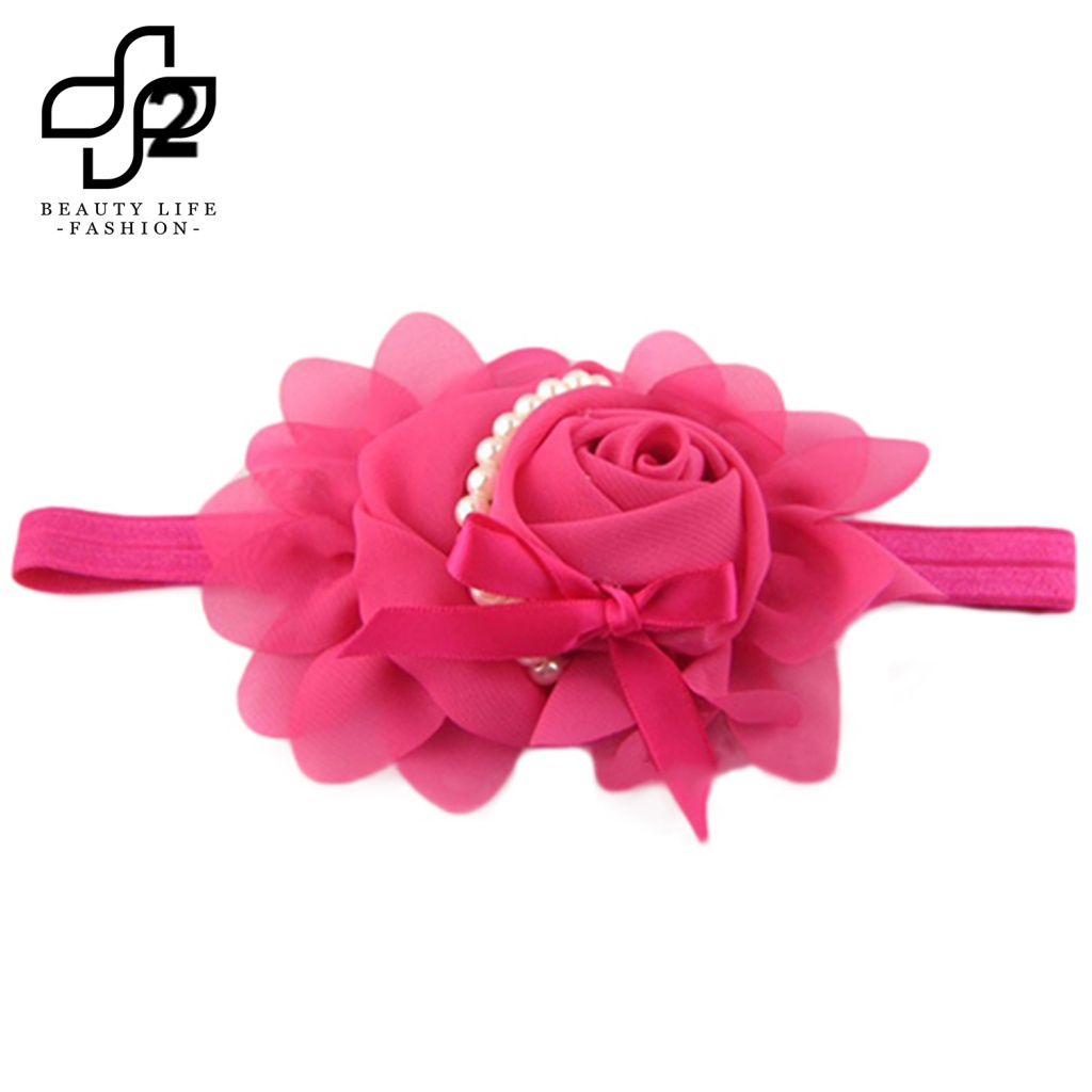 Băng Đô Co Giãn Đính Hạt Ngọc Trai / Hoa Dễ Thương Cho Bé Gái