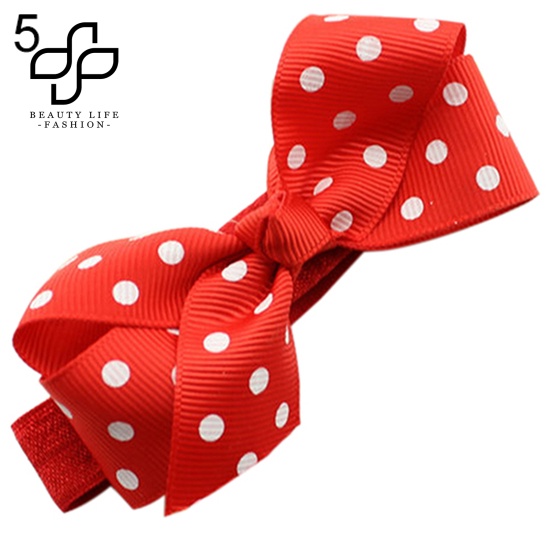 Băng Đô Nơ Co Giãn Họa Tiết Chấm Bi Dễ Thương Dành Cho Bé Gái