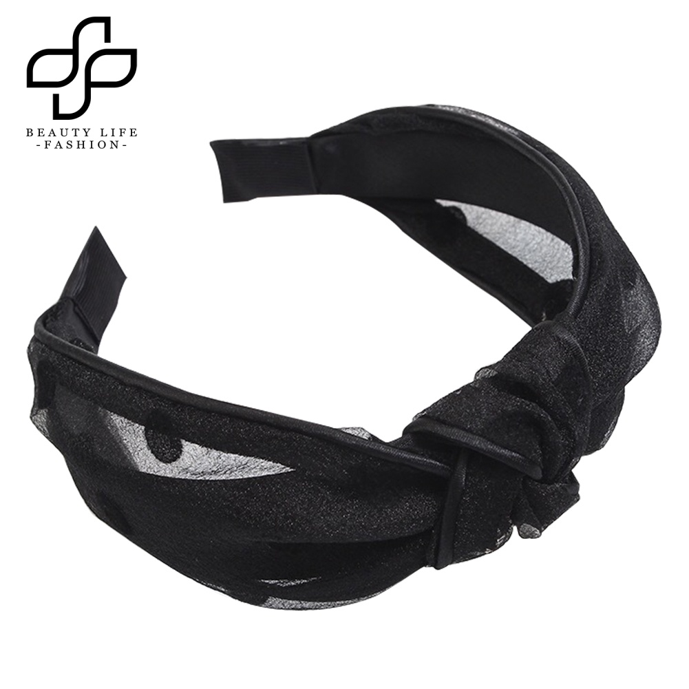 Băng Đô Cài Tóc Phối Vải Gạc Họa Tiết Chấm Bi Kiểu Vintage Cho Nữ