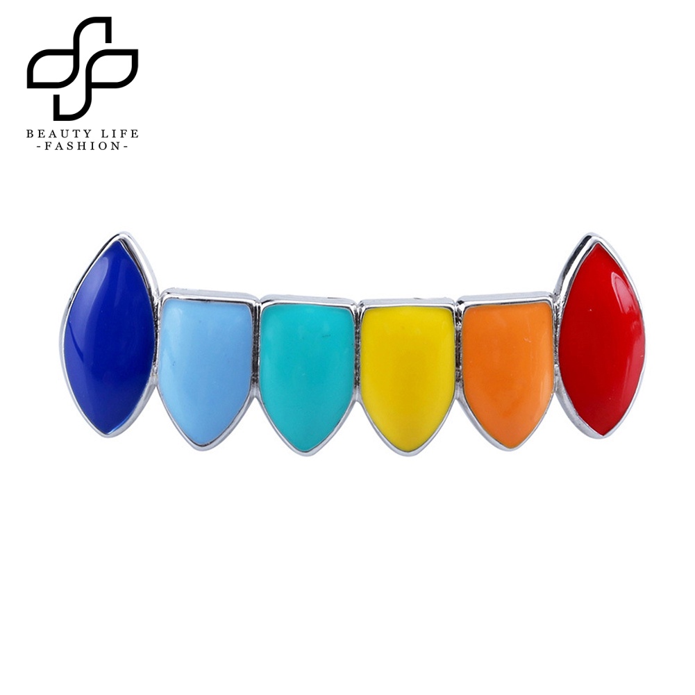 Nắp Răng Nướng Trang Sức Màu Cầu Vồng Thời Trang Hip Hop beautylifefashion