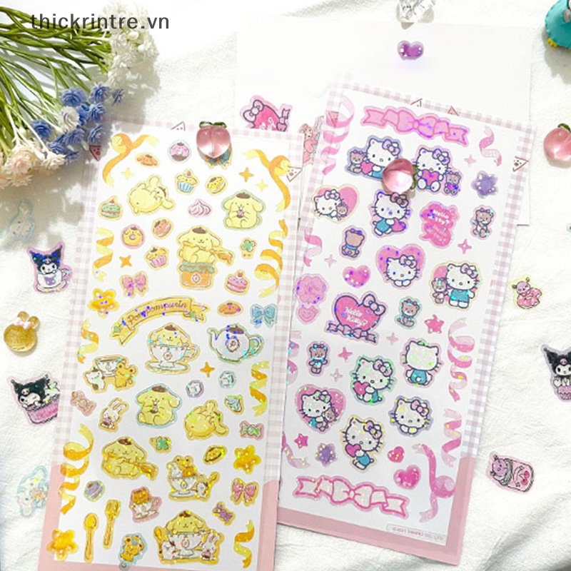 1 Gói Miếng Dán Trong Suốt Màu Laser Họa Tiết Hoạt Hình Kuromi Melody Dễ Thương DIY