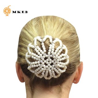 MKEB Lưới búi tóc co giãn đính hạt ngọc trai