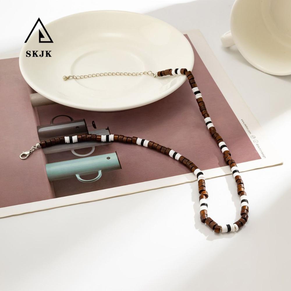Vòng cổ Chuỗi Hạt Gỗ Mềm Mại Phong Cách Bohemian Thời Trang Cho Nam