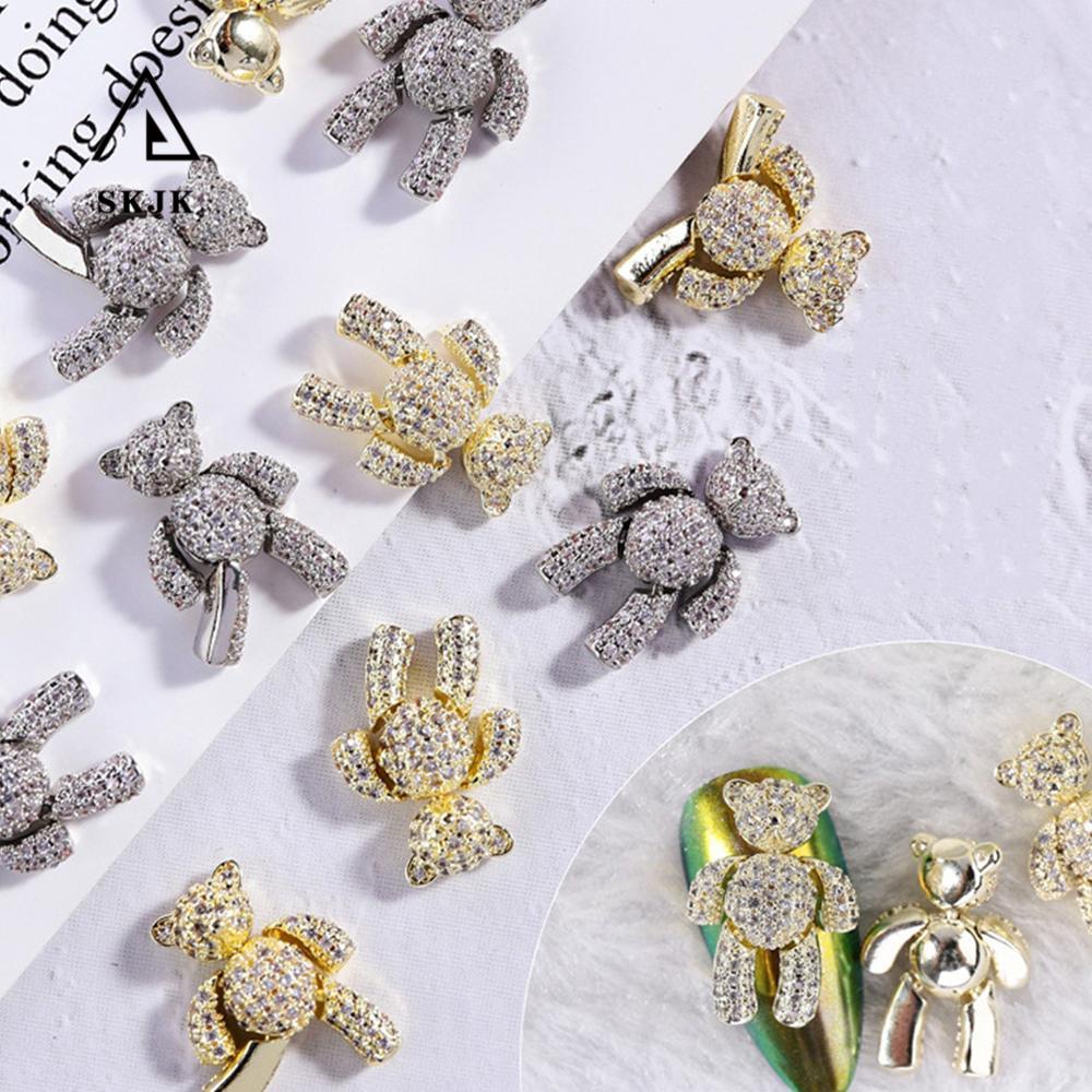 Móng Tay 3D NEEDWAY|Hoa Hồng Giả Trang Trí|Sang Trọng. Phấn Bắt Sáng Trang Điểm Lấp Lánh|Trang Sức Móng Tay Hình Gấu