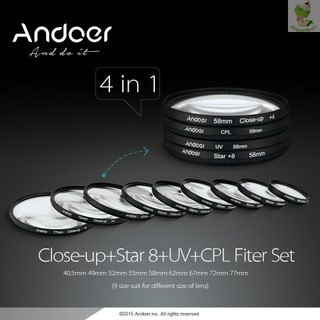 Andoer 58mm UV+CPL+Close-Up+4 +Star 8-Point Filter Circular Filter Kit Circular Polarizer Filter Macro Close-Up Star 8-P   Came-6.5